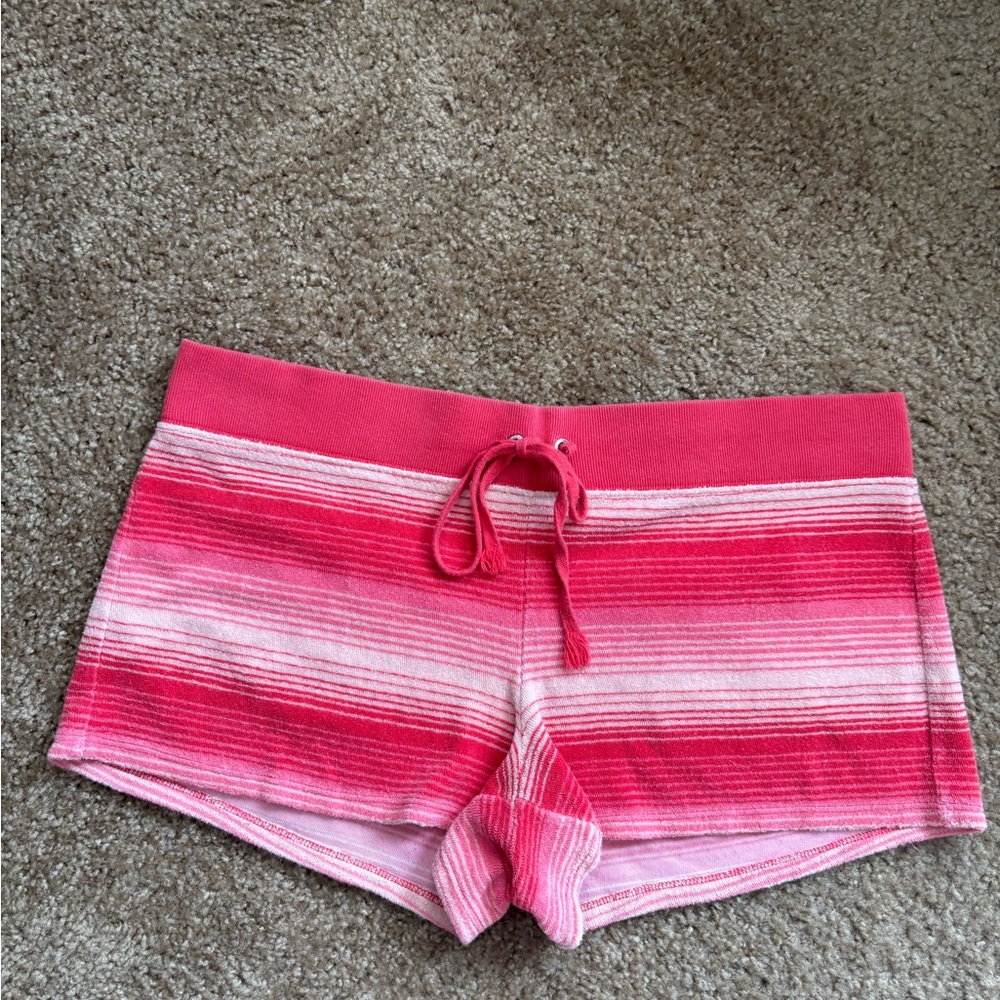 Juicy Couture Pink and White Striped Shorts